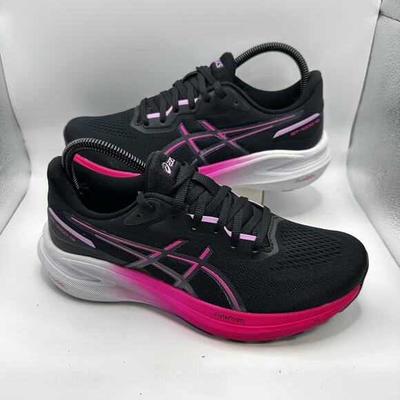 Asics GT-1000 13 ‘Black/Pink Glo’ Women’s Running Athletic Shoe Size 8 - Picture 1 of 8
